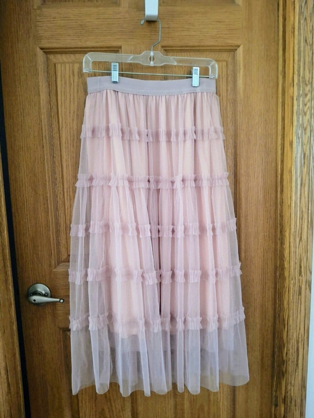 🌸 TABA Multi-Layered TIERED RUFFLED TULLE MIDI LIGHT PINK (Med/Large) Skirt